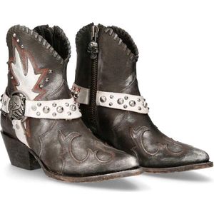 New Rock - WSTM004-S2 - Cowboylaarzen - Grijs - Lederen - Puntig