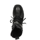 New Rock - WALL373-S6 - Halfhoge Lederen Platformlaarzen - Zwart - Huidleer