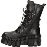 New Rock - WALL373-S6 - Halfhoge Lederen Platformlaarzen - Zwart - Huidleer