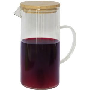 Sapkan/schenkkan karaf met deksel - 1.5 liter/1500 ml - transparant - glas - bamboe deksel