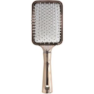 Haarborstel vierkant - goud - kunststof/rubber - 25 cm - anti-klit - paddle brush
