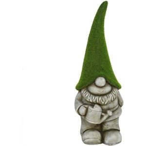 Gerimport tuinkabouter beeldje - Dwarf Ukkie - Polystone - grasgroene muts - 48 cm