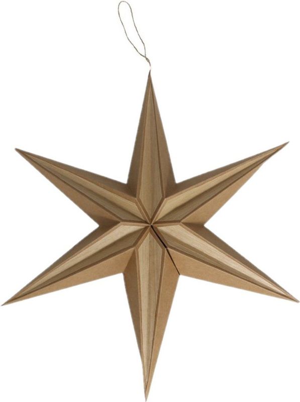 Gerimport Decoratie kerstster - bruin - 40 cm - papier - kerststerren lampion