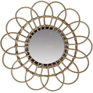 Home & Styling - Wandspiegel - Bruin - Bamboe Hout - Dia 45cm