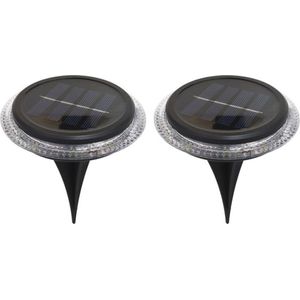 Buiten lampje/prik spots - set 2x - solar verlichting - tuinpad/plant verlichting - LED - D11 cm