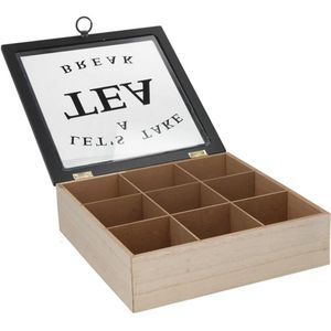 Zinello Design - Houten theedoos accessoireset voor kruidenthee, infusie | Geschenkdoos voor het opbergen en organiseren van de keuken | Honinglepel, tangen, theebal, zandloper