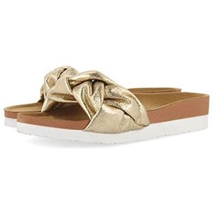 Gouden biologische flip-flops met gevlochten schep voor dames Yoder, goudkleurig, 38 EU