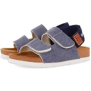 GIOSEPPO Flip-flops met biologische zool, jeanskleuren en boodschap voor kinderen, Oberlin, Jeans, 32 EU