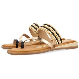 GIOSEPPO Gouden sandalen met parelversiering en mini-wig voor dames, katoen, goudkleurig, 36 EU