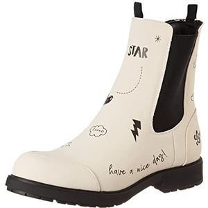 Zwarte Chelsea laarzen met graffiti-opdruk voor meisjes, Ivoor, 25 EU