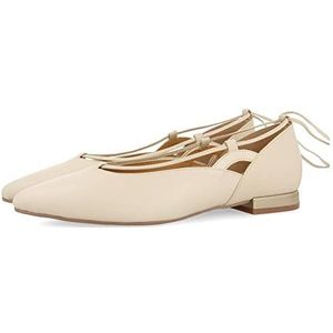 GIOSEPPO Maringa ballerina's van zwart leer met veters voor dames, Ivoor, 37 EU