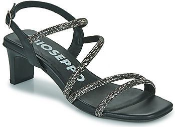 GIOSEPPO - Aarapua - Damessandalen - Zwart - Leer met Strass-strepen en Hak