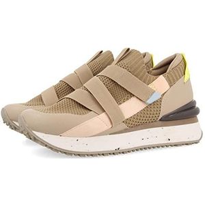 Beige sneakersokken met bandjes voor dames, Beige, 39 EU