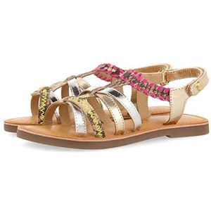 GIOSEPPO Denpasar Leren sandalen voor meisjes met fluoraccenten en dierenprint, Meerkleurig, 35 EU