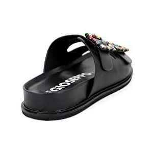 Gioseppo - Koronadal - Sandalen - Zwart - BIO Leer - Dubbele Kristallen Gesp