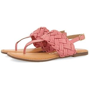 GIOSEPPO Sergines Platte zwarte damessandalen van gevlochten leer, Roze, 36 EU