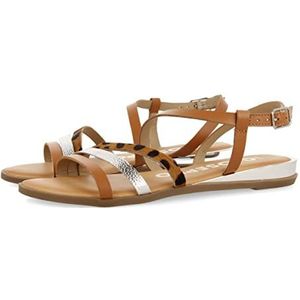 GIOSEPPO Damessandalen met zwarte, gouden riemen, dierenprint, Corumba-sandalen, Foema gorro graduación, 37 EU