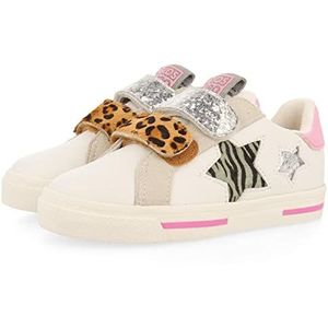 Sinje sneakers voor meisjes, met verstelbare sluiting, luipaardpatroon, Wit, 27 EU