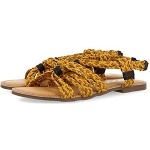 GIOSEPPO Platte sandalen voor dames, zwart en wit, Mosterd, 40 EU