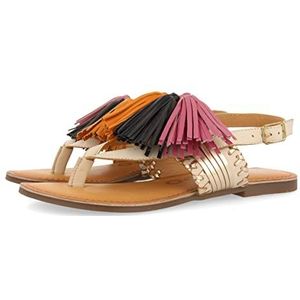 GIOSEPPO Damessandalen in zwart en zilver met kwastjes, Ivoor, 37 EU