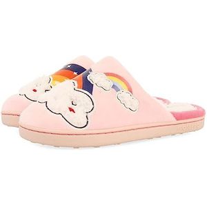 Gioseppo Kidder - Pantoffels - Roze - Geborduurde Wolk en Regenboogmotieven