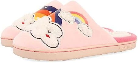 Gioseppo Kidder - Pantoffels - Roze - Geborduurde Wolk en Regenboogmotieven