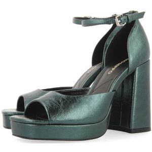 GIOSEPPO Metallic fuchsia-sandalen met brede hak en plateauschoen voor dames, Groen, 39 EU