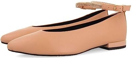 GIOSEPPO Ballerina's - Zwart - Leer - Riemdetails met Strass