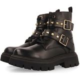 Gioseppo - Trins - Enkellaarsjes - Zwart - Leren met Veters en Gespen