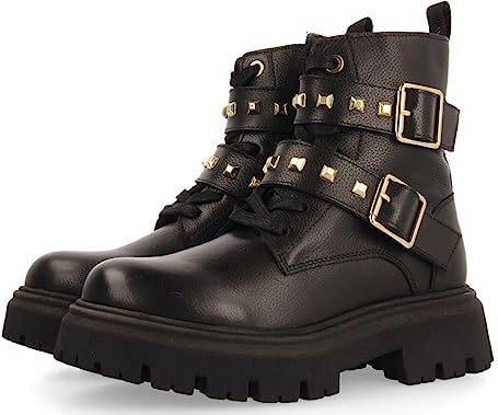 Gioseppo - Trins - Enkellaarsjes - Zwart - Leren met Veters en Gespen