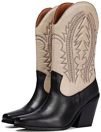 Gioseppo - Herlev - Cowboylaarzen - Zwart - Leer - Off White Details