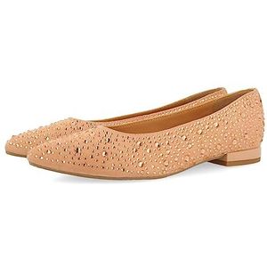 Gioseppo - Kannus - Ballerina's - Roze Goud - Leer - Strass Steentjes