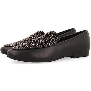 Langeland - Mocassins - Zwart - Leer - Strass-Details