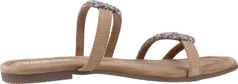 Gioseppo - Temelec Sandalen - Taupe - Leer - Multicolore Strassbandjes