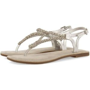 GIOSEPPO Poussan Platte sandalen voor dames, zilver, 38 EU, Foema gorro graduación, 38 EU