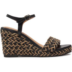 Gioseppo - 72006 - Sleehak Sandalen - Zwart en Natuurlijke Tint