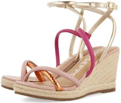 Gioseppo - Rometta - Sandalen - Lederen - Meerkleurige Bandjes - Hoge Jute Hak