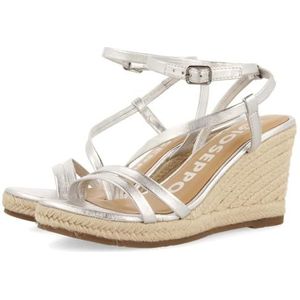 GIOSEPPO ORIKUM damessandalen van zwart leer met riem en hoge sleehak van jute, Foema gorro graduación, 40 EU