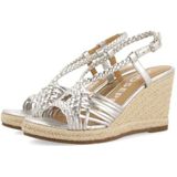 GIOSEPPO Witte sandalen van leer met riem en hoge sleehak van jute voor dames Glide, Foema gorro graduación, 36 EU