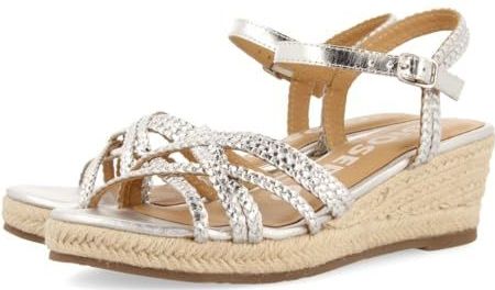 Gioseppo - Lelant - Sandalen - Zilver - Leren met Jute Hak