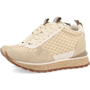 GIOSEPPO Puke - Damessneakers - Beige - Geometrisch Design - Gevoerde Binnenzool