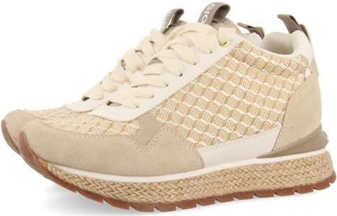GIOSEPPO Puke - Damessneakers - Beige - Geometrisch Design - Gevoerde Binnenzool