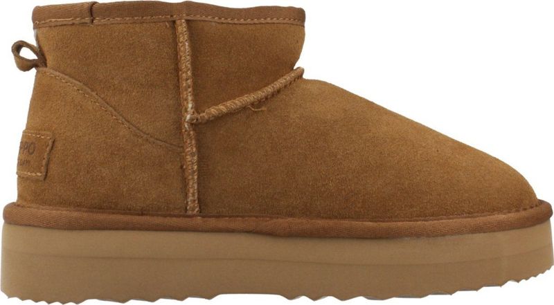 Cognac Plateau Laarzen - Leer - Warme Voering - Zonder Sluiting