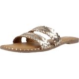 Slippers - Platte Leren Sandalen - Dubbele Gevlochten Riem - Geborduurde Rand