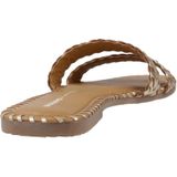 Slippers - Platte Leren Sandalen - Dubbele Gevlochten Riem - Geborduurde Rand