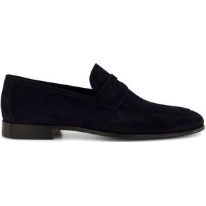 Donkerblauwe Magnanni instappers leer suede