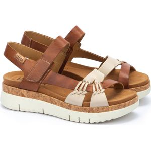 Pikolinos Palma Bruine Lederen Sandalen - Klittenband - Casual