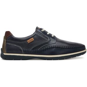 Pikolinosvoor mannen. M9A-4118 Leren veterschoenen Marbella blauw elastiek (39), Leer, Plat, Casual