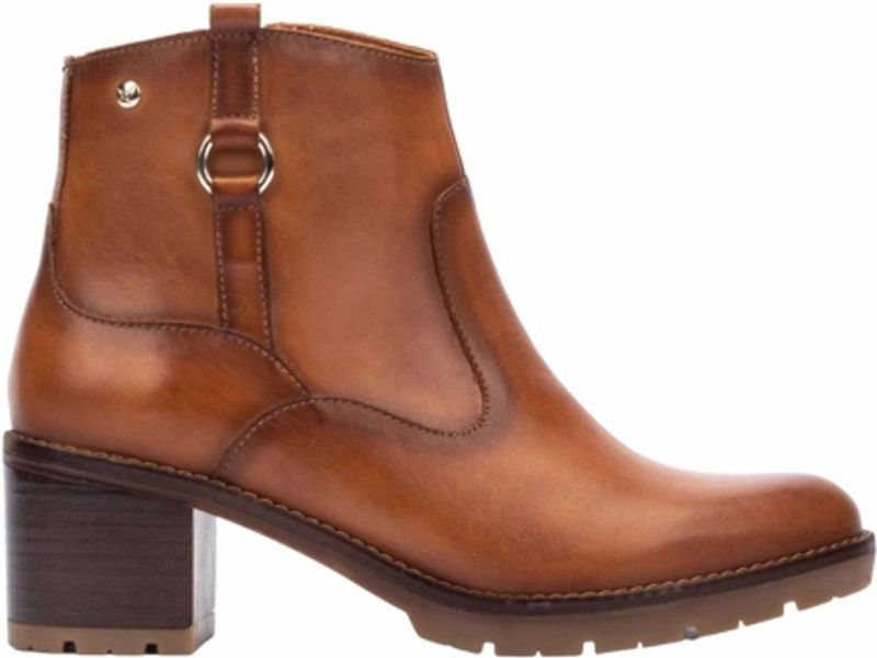 Pikolinos - W7H-8817 - Leren Enkellaarsjes - Bruin - 5 tot 8 cm Hakhoogte - Ritssluiting