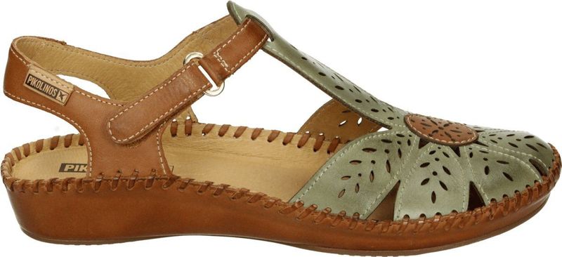 Pikolinos - 655-0841C1 - Dames Sandalen - Groen - Glad Leer - Rubber Zool